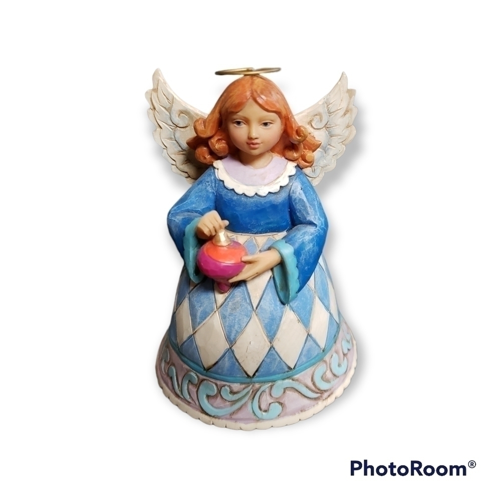 𝅺Jim Shore Heartwood Creek Angel Ornament Miniature 3.5" Wings Blue
